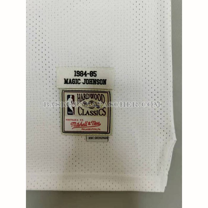 Maillot Los Angeles Lakers Magic Johnson NO 32 Mitchell & Ness1984-85 Blanc